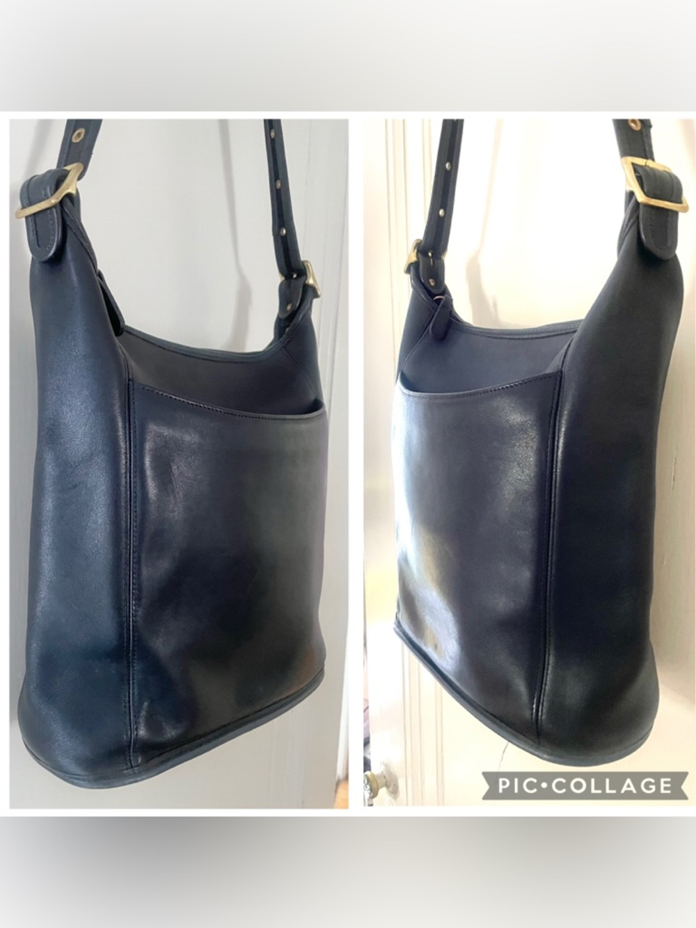 Vintage Coach Black Slim Duffle Sac Bucket Bag - Picture 5 of 16